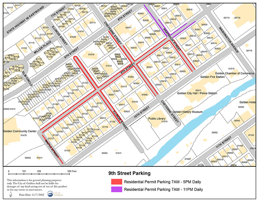 9th Street Permit Parking Map
