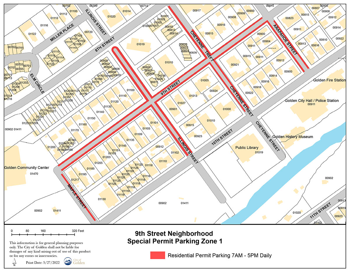 9th Street Zone 1 Permit Parking Map