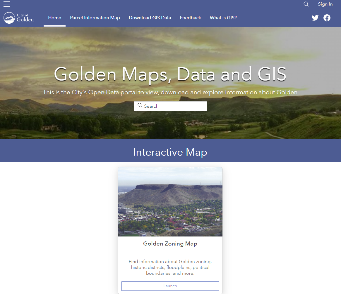 Home page image of the interactive Golden Zoning Map