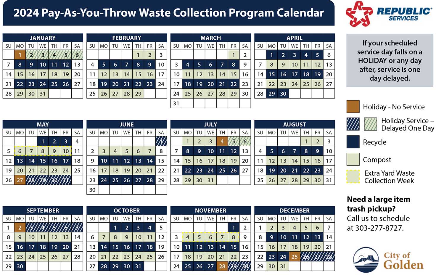 2024 Pay-As-You-Throw Waste Collection Program Calendar